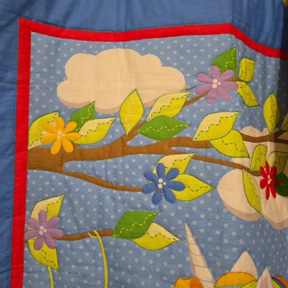 Project Linus Handmade Baby Quilt Unicorn Bear Rainbow Nursery Blanket Yellow